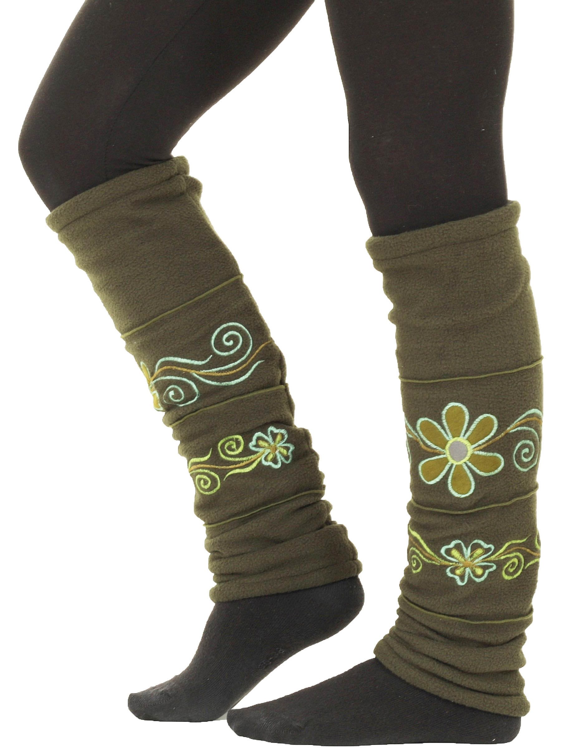 PUREWONDER Beinstulpen Beinstulpen aus Fleece mit bunter Blumenstickerei, S günstig online kaufen