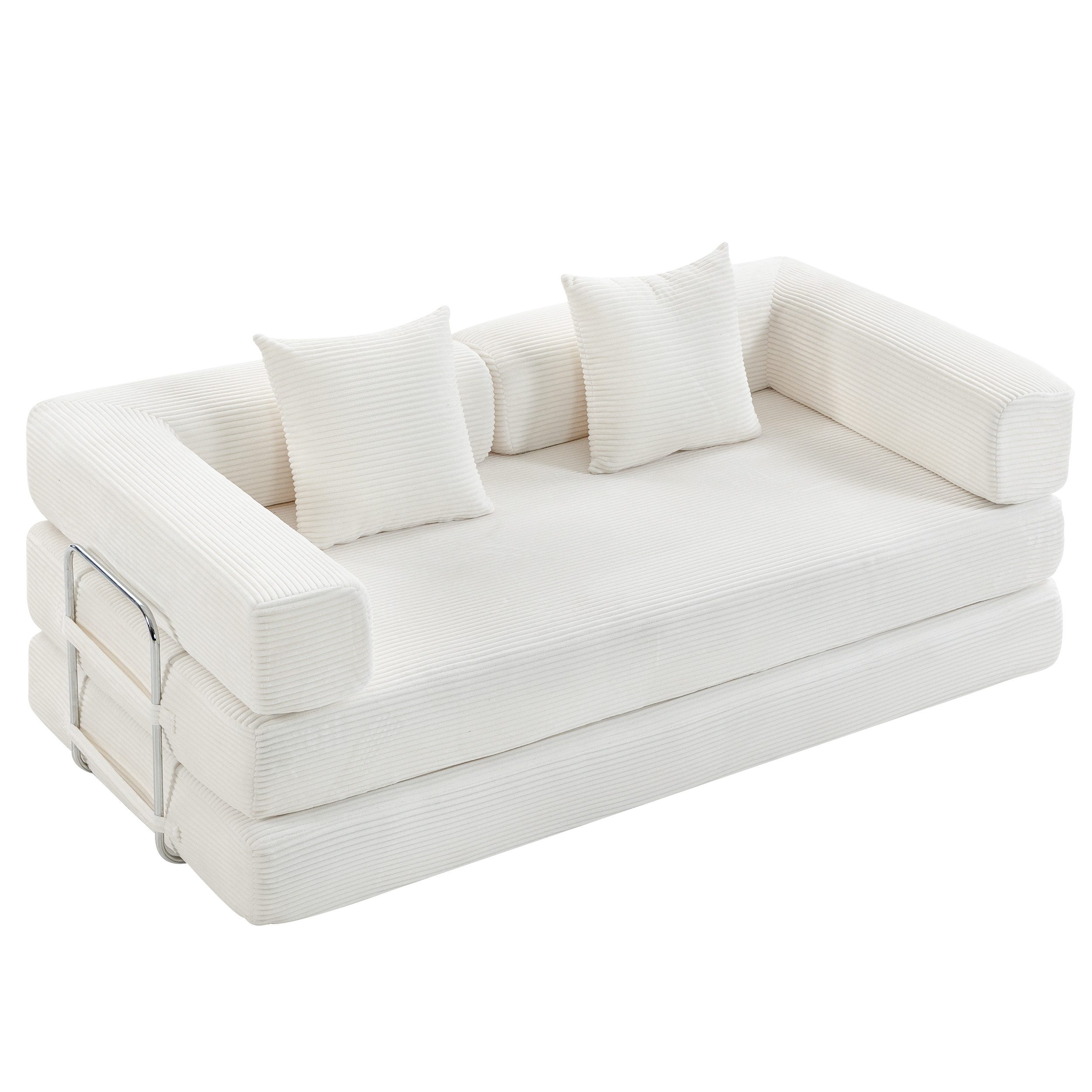 ZRHOME Sofa Schlafsofa Zweisitzer, faltbar, modulares Design, Kurzcord-Bezug, 2-in-1-Sofa mit Schlaffunktion, modular, platzsparend vakuumverpackt