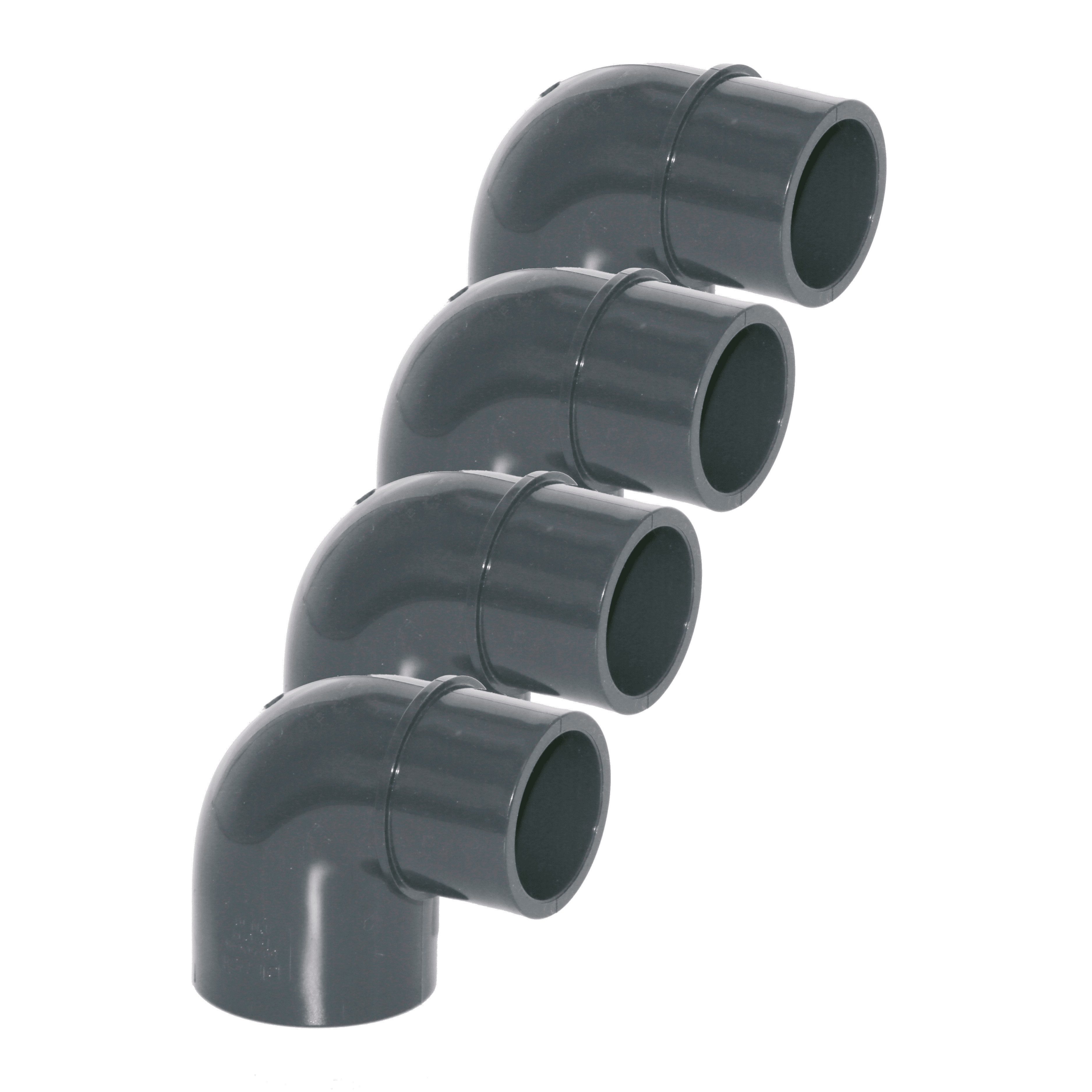 HAF Rohrverbinder 1-10x PVC Winkel 90° reduziert 50mm x 40/50mm Klebemuffe -stutzen PN16, Max. Arbeitsdruck 16 bar bei 20 C°