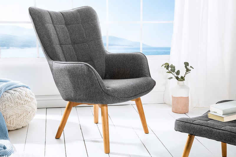 riess-ambiente Sessel »SCANDINAVIA grau / natur«, mit Beinen aus Massivholz