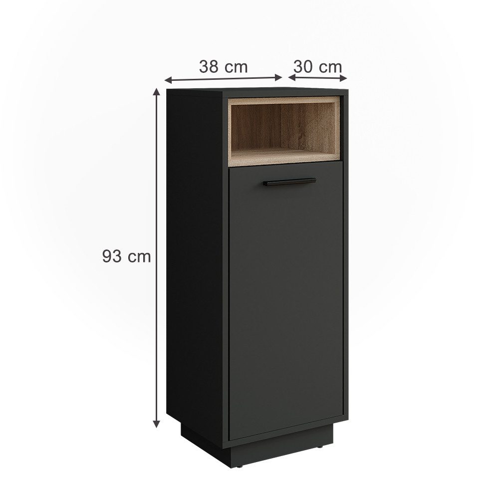 Vicco Wäscheschrank Beatrice, Anthrazit/Sonoma, 38 x 93 cm mit herausnehmba günstig online kaufen