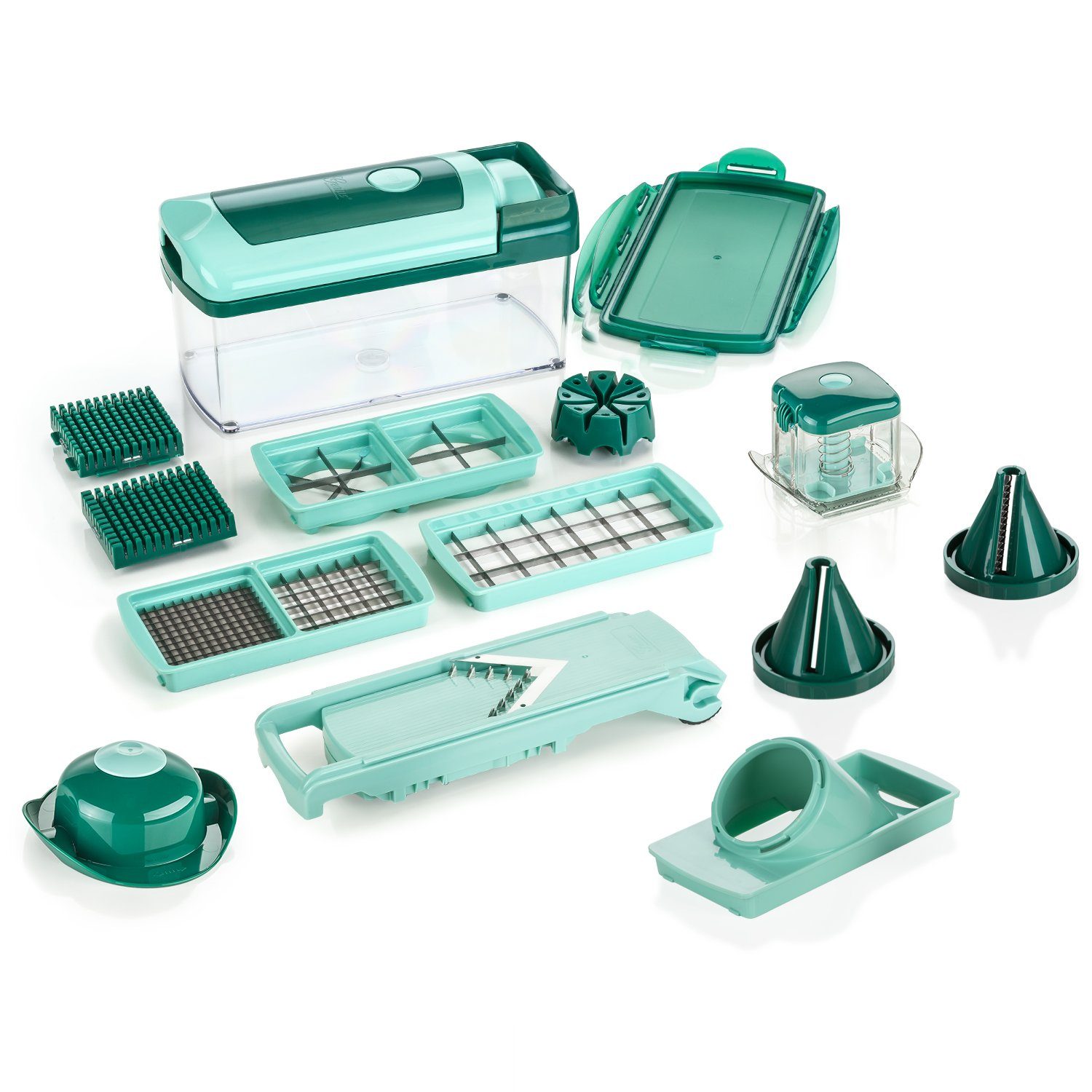 Genius Gemüseschneider Nicer Dicer Fusion Julietti, Set 16-tlg., mintgrün, zahlreiche Zubereitungsmöglichkeiten