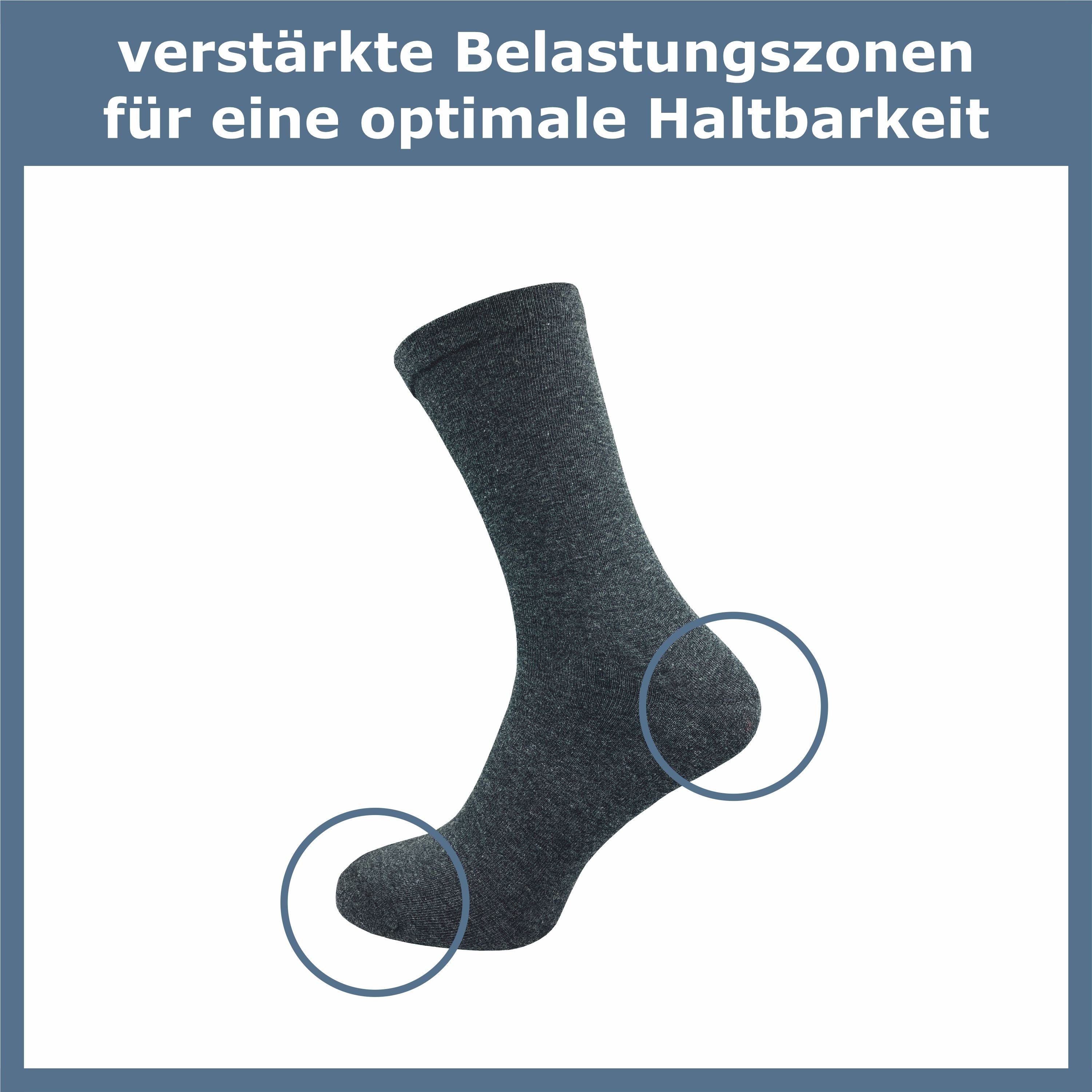 GAWILO Diabetikersocken für Damen Venensocke Ohne für mit Baumwolle - dunkelgrau (6 ohne schwarz, Extra Naht viel Komfort-Bund Gummibund & - blau weiter Paar) - grau Diabetiker &