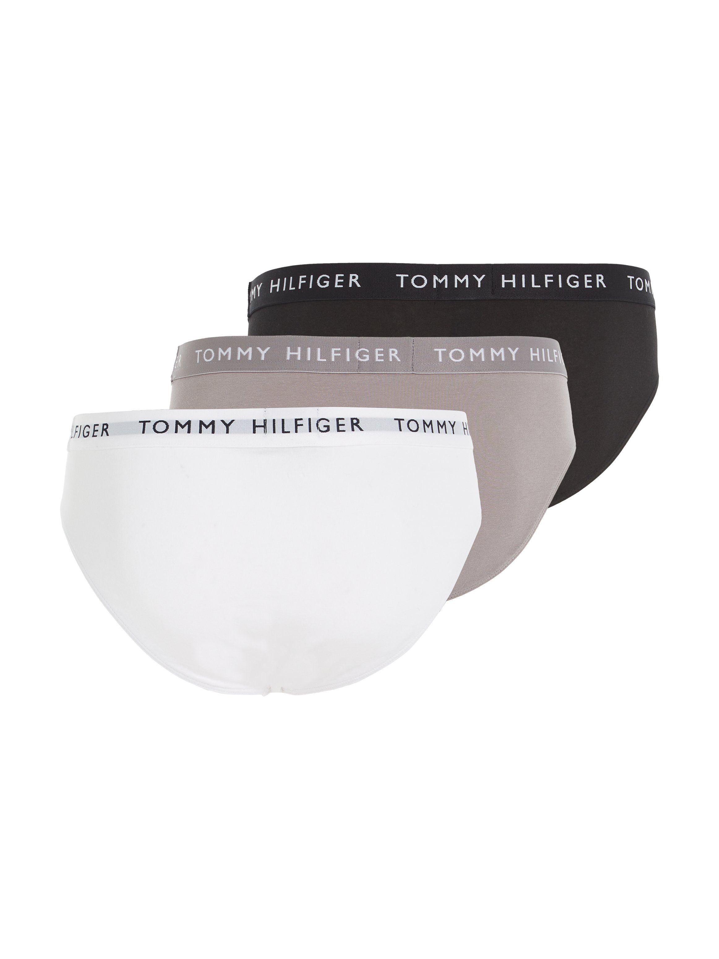 Wäschebund (Packung, Hilfiger kontrastfarbenem Tommy Slip schwarz grau-weiß, weiß, 3-St., Underwear 3er-Pack) mit