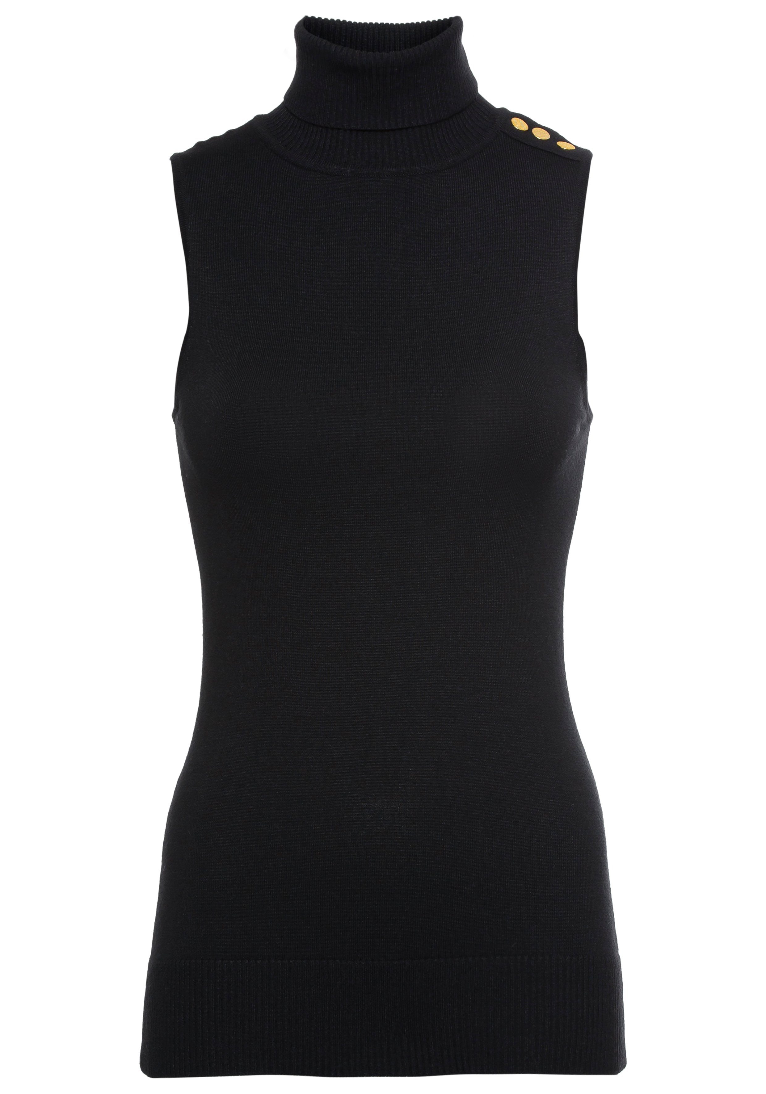 Melrose Stricktop mit Rollkragen und Zierknöpfen