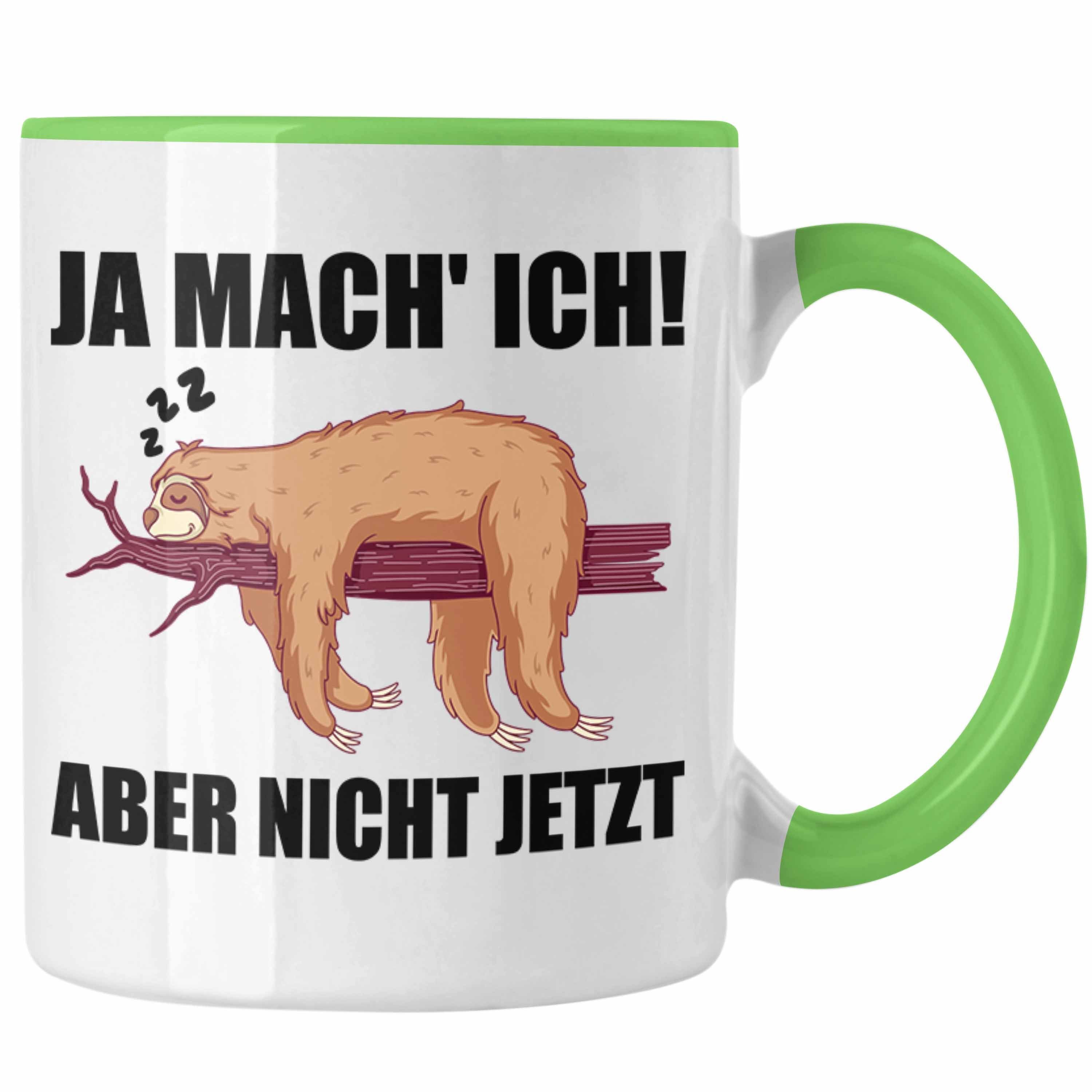 Trendation Tasse Trendation - Lustige Tasse Faultier Spruch Geschenk für Mitarbeiter Arbeitskollege Abschiedsgeschenk Grün