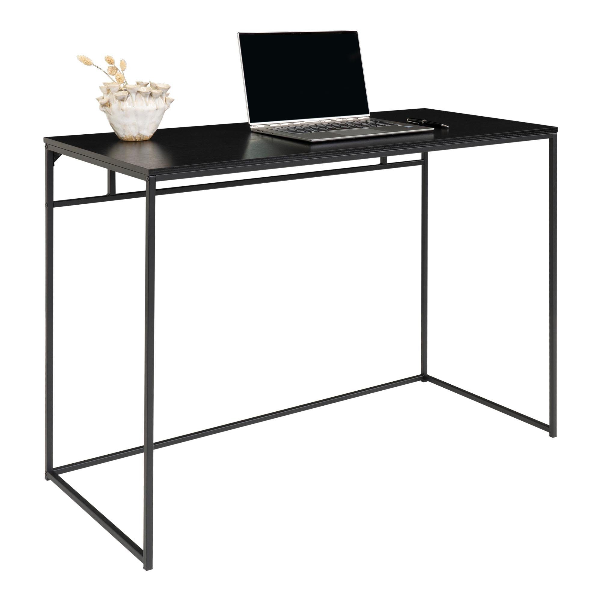House Nordic Schreibtisch in Schwarz, Melamin - 100x75x45cm (BxHxT)