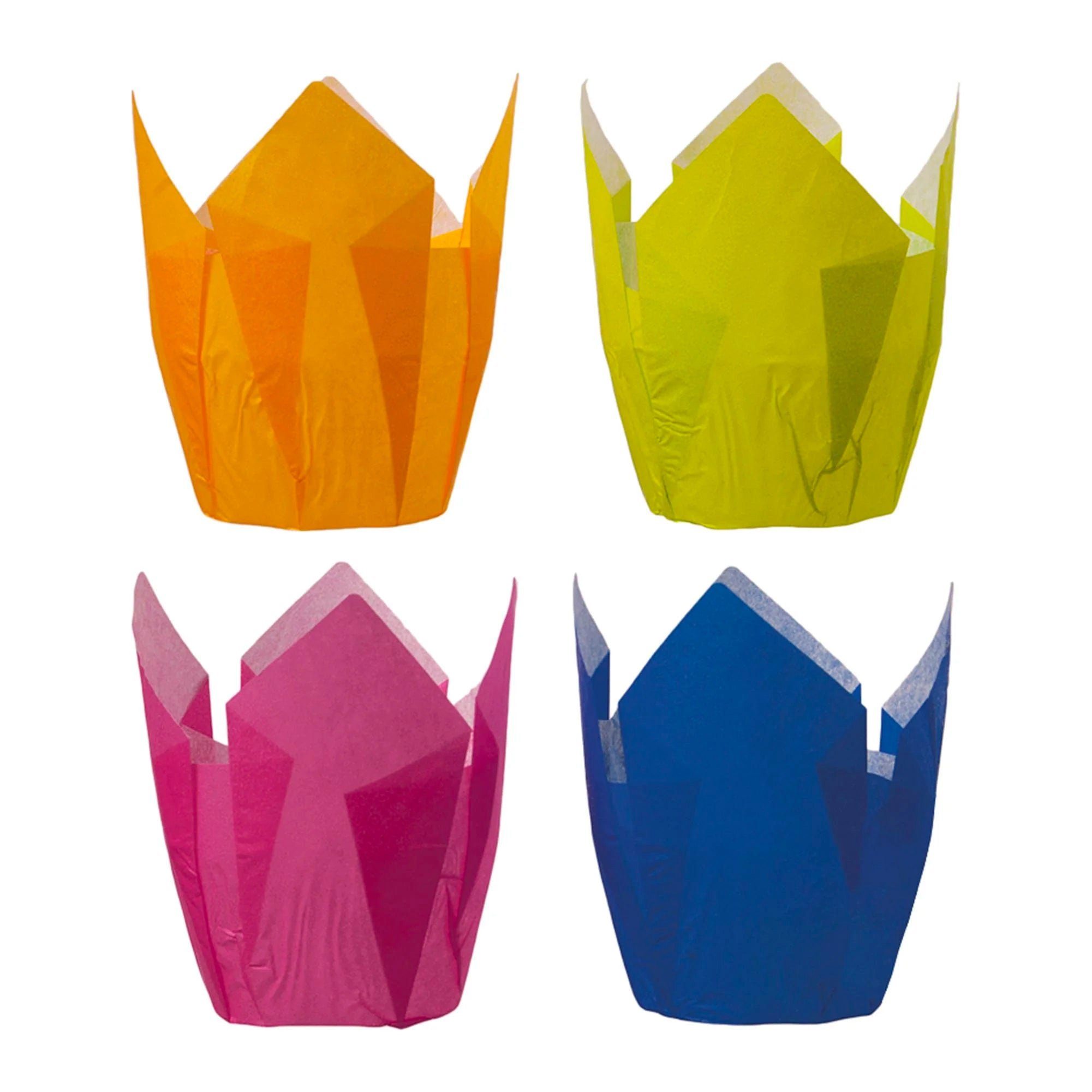 wisefood Backform Papier Muffinförmchen Tulpenform Bunt (blau, gelb, (48000-tlg)