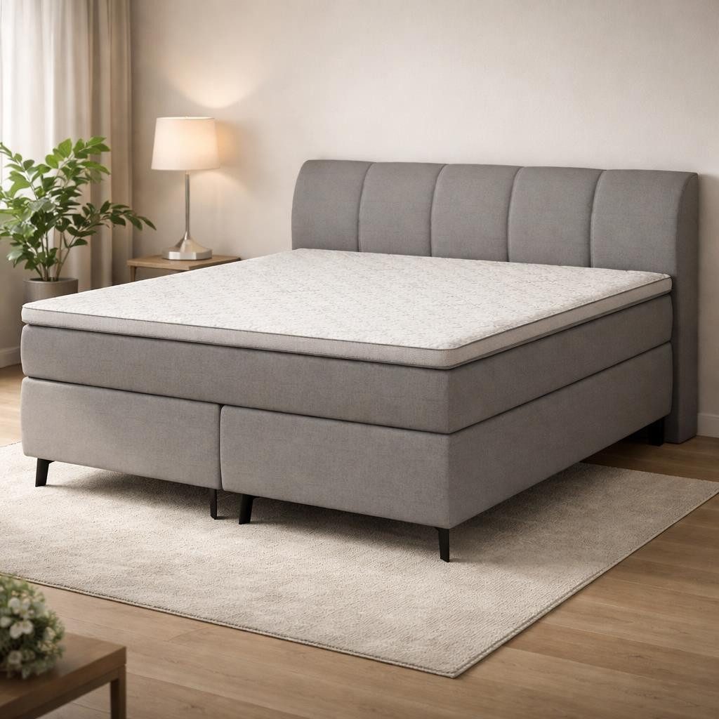 möbelando Boxspringbett PlushEvo, in Anthrazit - 190x108x216 (BxHxT)