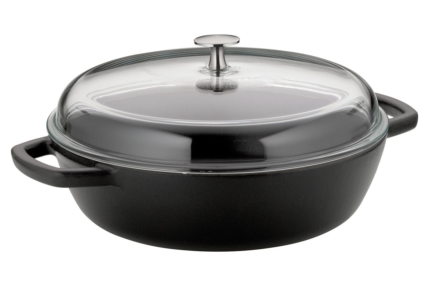 kela Schmorpfanne CALIDO, 3,8 Liter, Schwarz, mit Glasdeckel, Gusseisen