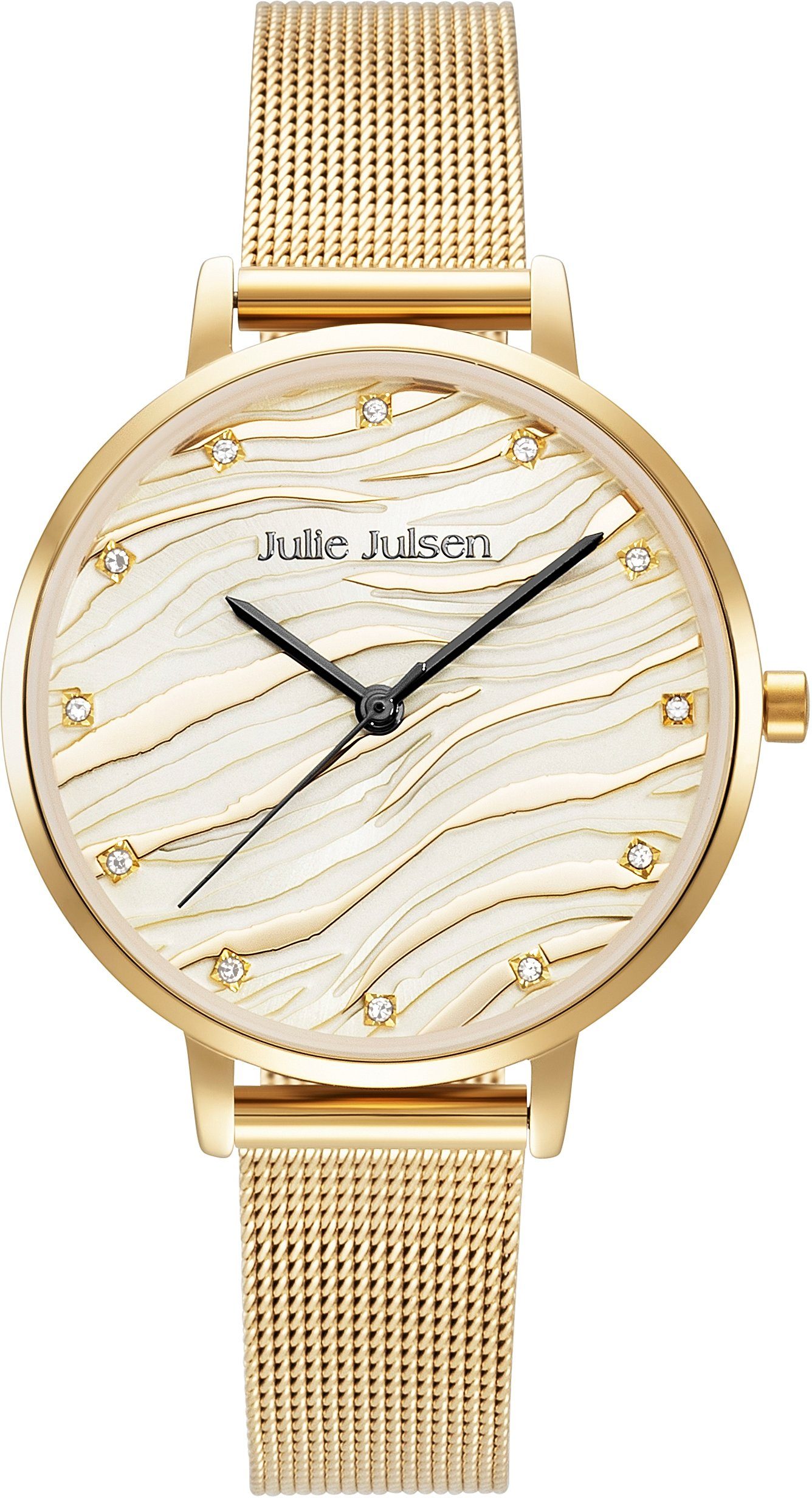 Julie Julsen Quarzuhr WAVE GOLD, JJW1396YGME, Wellendesign, Zirkonia