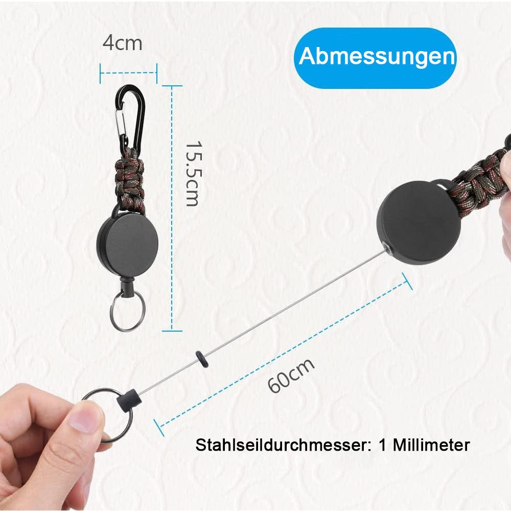 TUWENA Schlüsselanhänger Einziehbarer Schlüsselring 3 Stk, Karabiner-Ausweisclip (3-tlg)