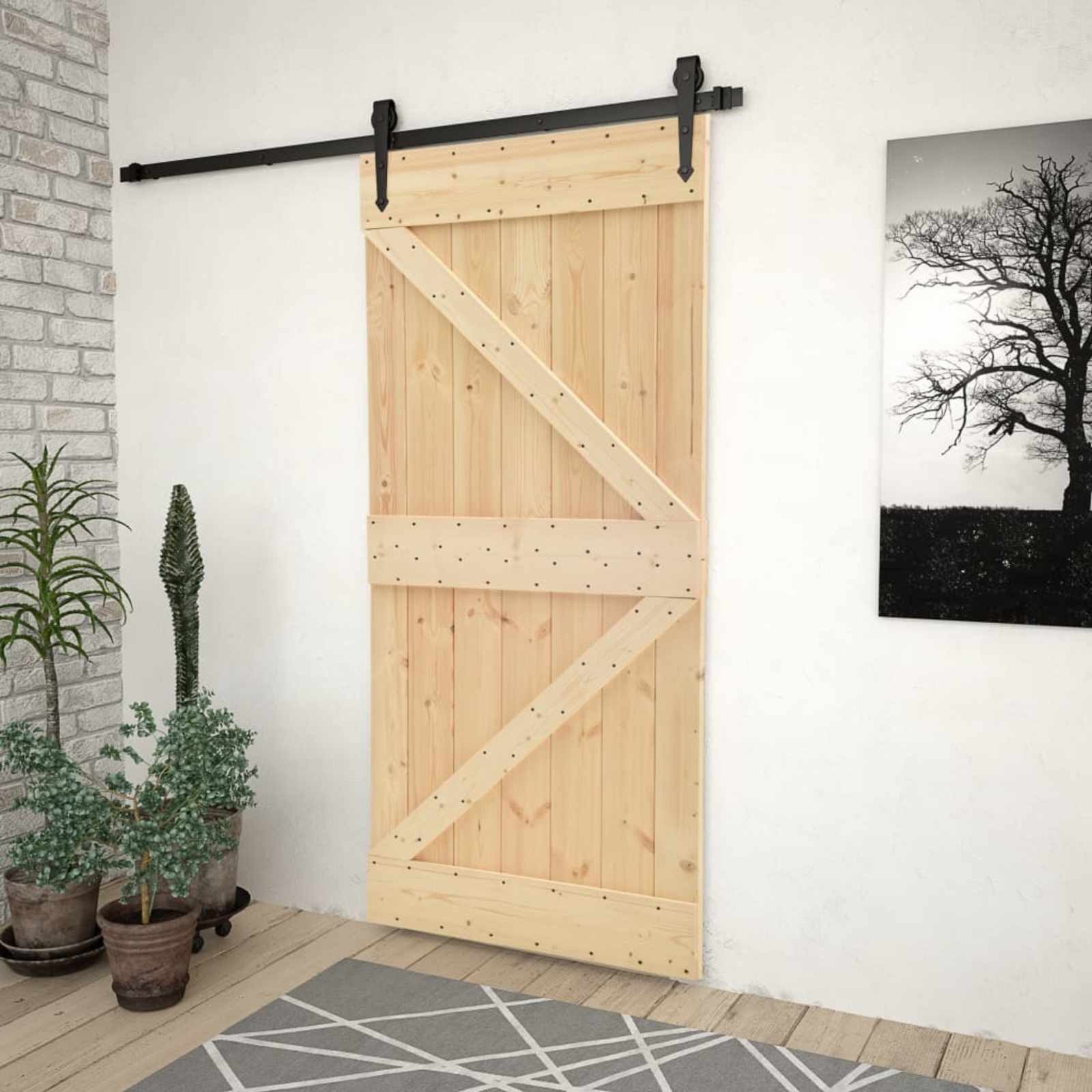 vidaXL Schiebetür Tür NARVIK 80 x 210 cm Massivkiefer (Unbehandelt) Natur (1-St)