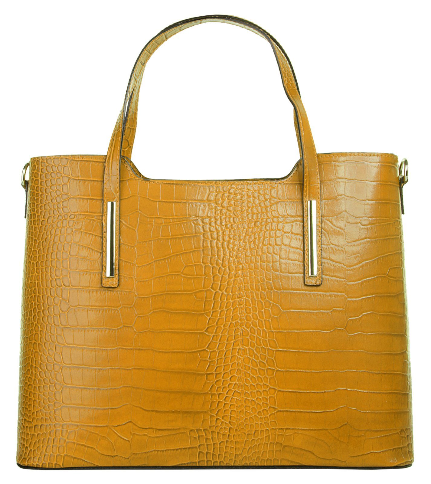 Cluty Henkeltasche, echt Leder, Made in Italy gelb