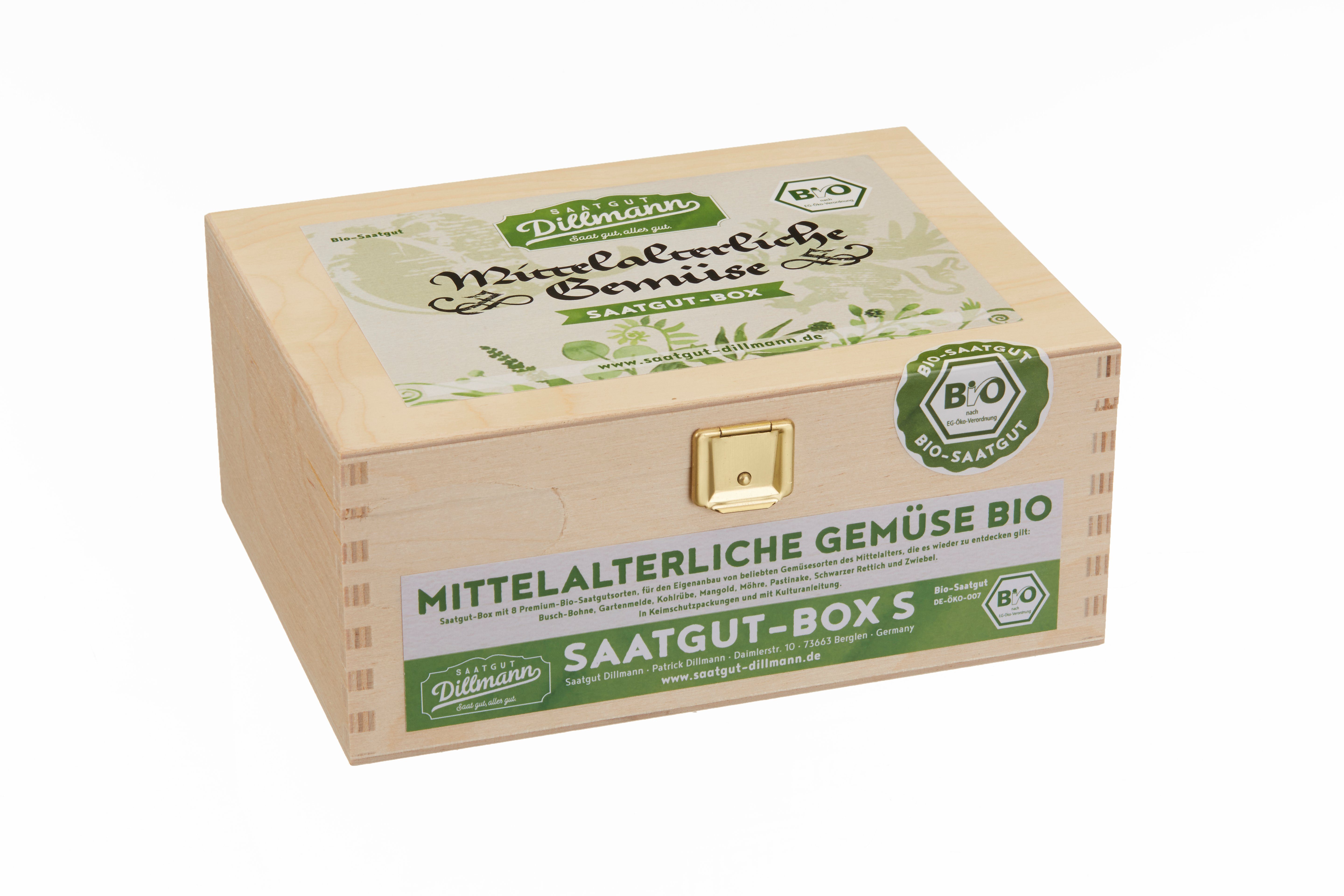 Saatgut Dillmann Kräuterbeet Mittelalterliche Gemüse Saatgut-Holzbox S Bio