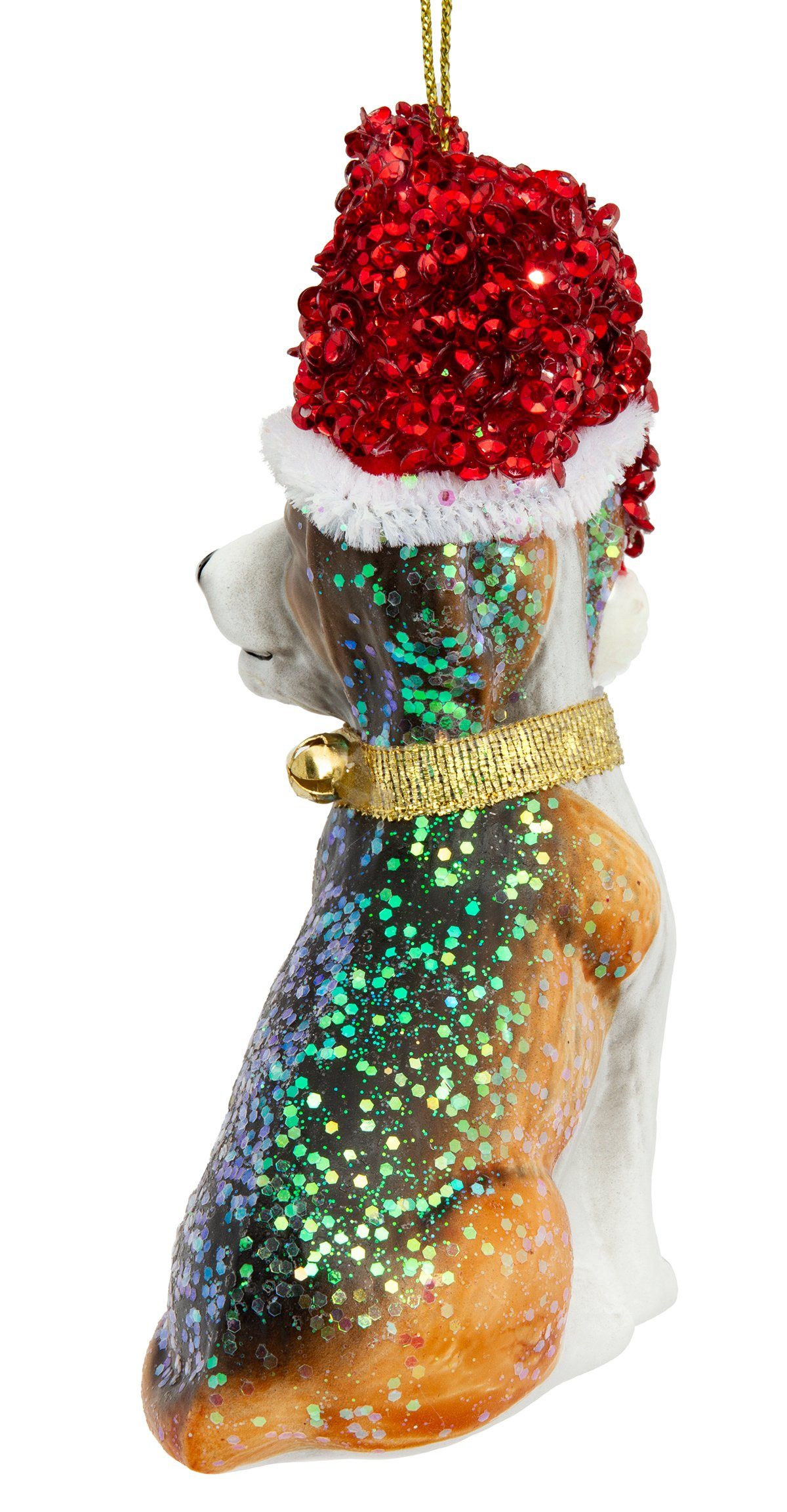 Weihnachtsbaum BS488 Beagle Christbaumschmuck Glas Weihnachtsmütze mit Anhänger Figur SIKORA