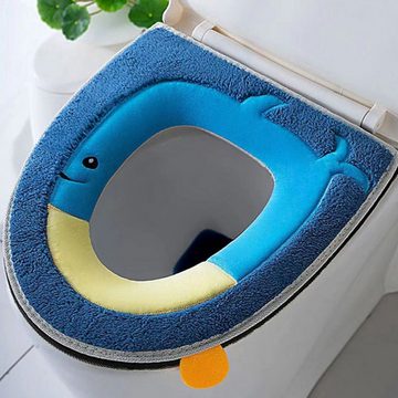 FIDDY WC-Sitz 2 pieces thickened toilet seat household winter warm, toilet seat cartoon toilet seat with handle, (37*43)