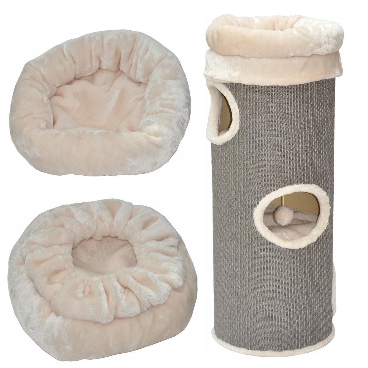 Kratzbaum Katzenbett für Kratztonnen beige