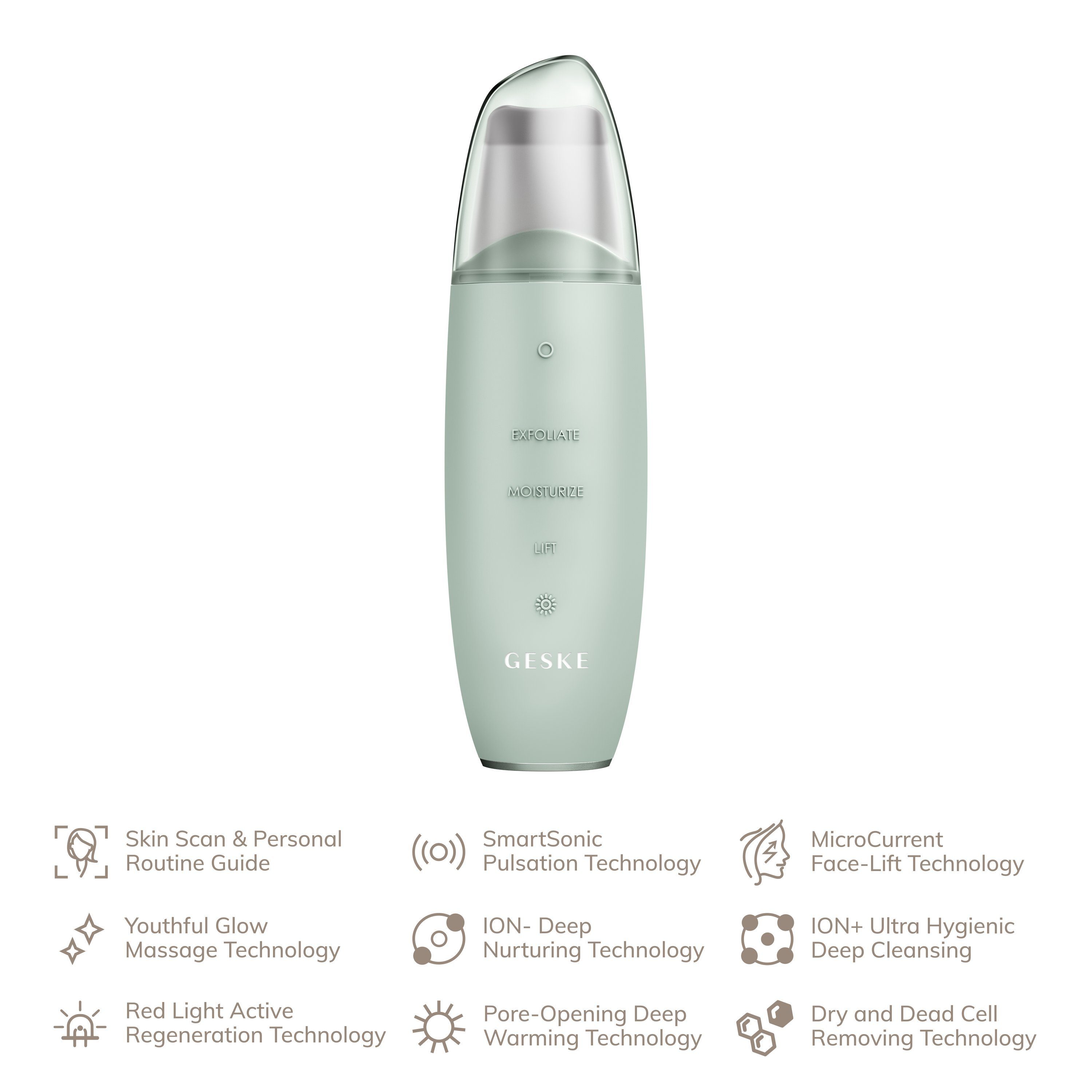 (SmartAppGuided Green der & Scrubber GESKE Gerät SmartAppGuided™ APP inkl. Beauty 1, in erhältst German Blackhead personalisierte Mit Device), deine Remover Skin GESKE MicroCurrent Du Tech & kostenloser (Gerät Mitesserentferner 9 USB-Ladekabel), 2-tlg., Hautpflegeroutine. App Packung