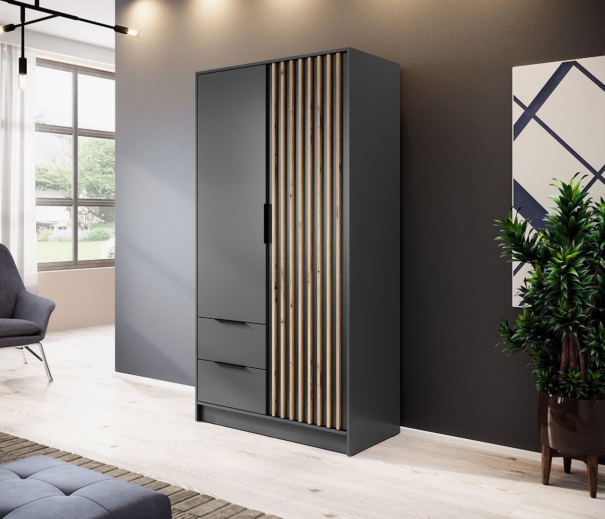Luxusbetten24 Kleiderschrank Designer Schrank Niro 105 cm mit großzügigem Stauraum