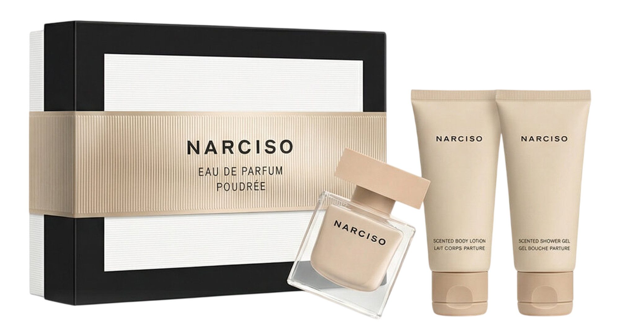 Narcisco Rodriguez Duft-Set Narciso Poudrée Damen Geschenkset EDP Spray, Pudrig-blumiger Duft mit Rose, Moschus und Zedernholz