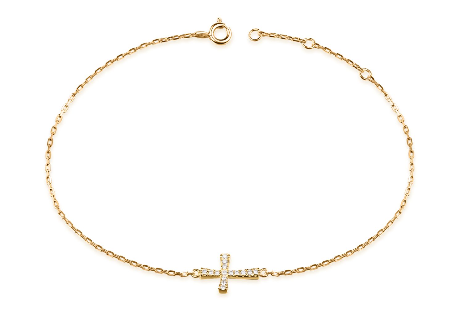 Goldarmband 585er Gelbgold Armband mit Kreuz Diamant 0,06ct.