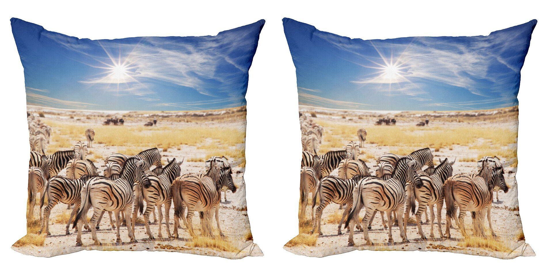 Tierwelt Doppelseitiger Africa Stück), Accent Abakuhaus Park Safari (2 Modern Kissenbezüge Digitaldruck,