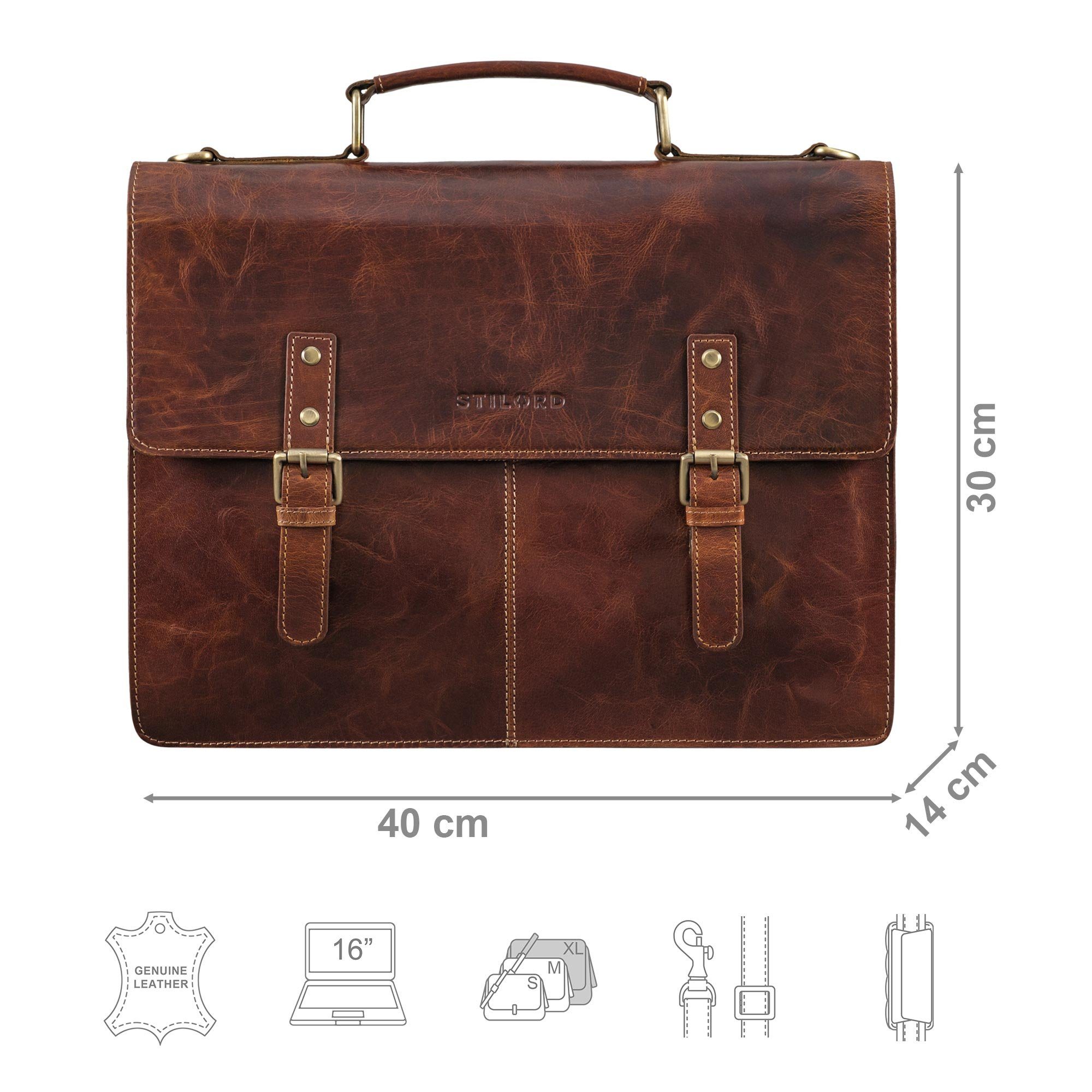 STILORD Aktentasche "Bernd" Vintage Dokumententasche A4 Leder