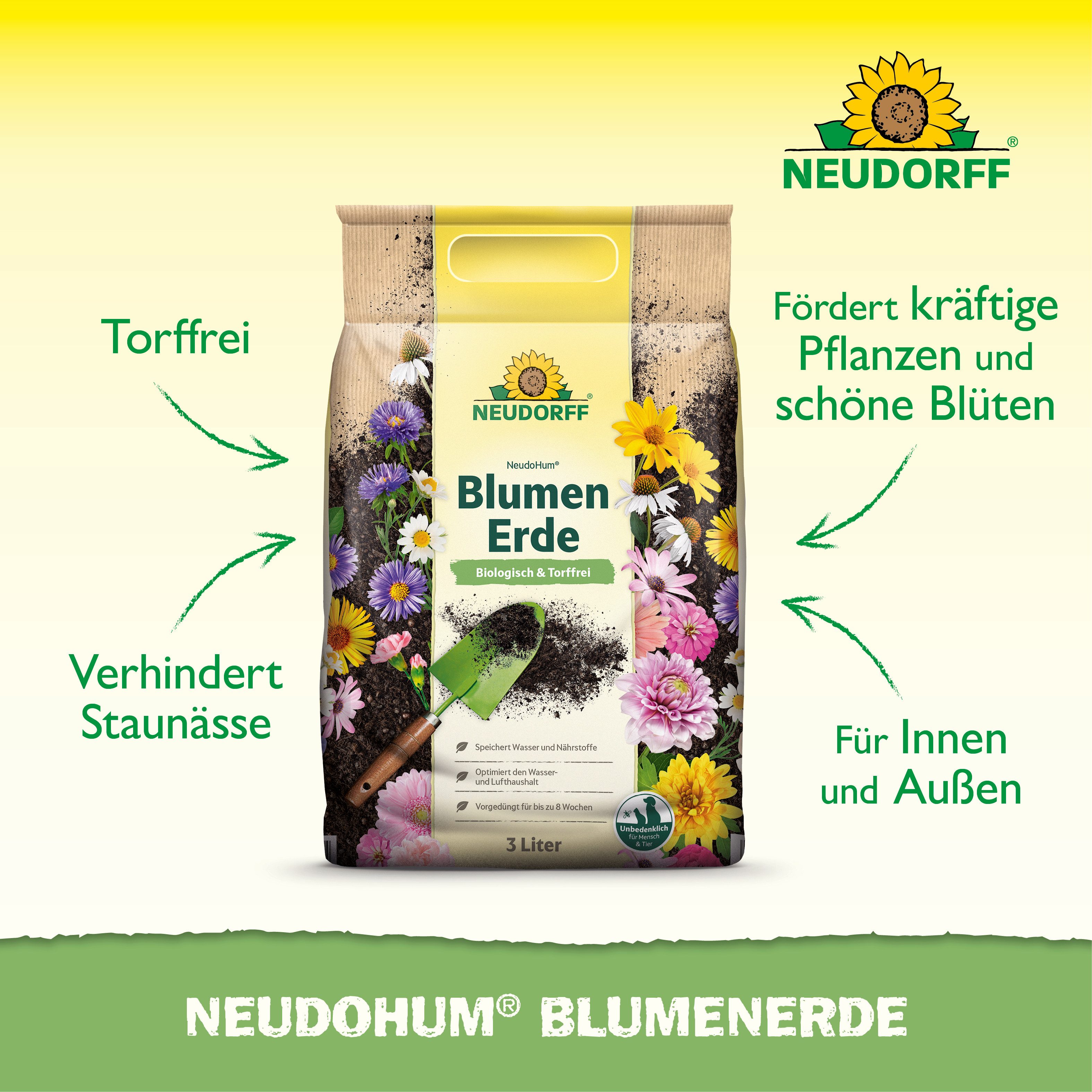 Neudorff Blumenerde NeudoHum Aussaat- und KräuterErde 3 L, mit Schwache organische Grunddüngung, (Einzelartikel, Fördert die Keimung und das Wurzelwachstum von  – Bild 2 von 5