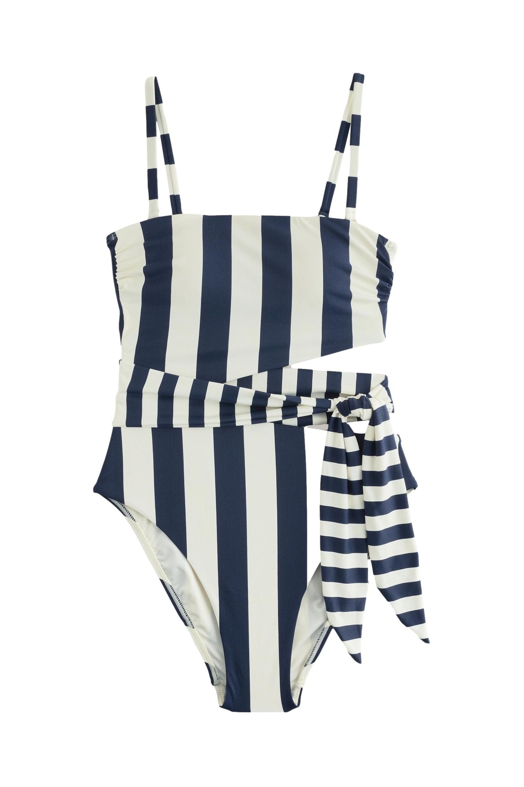 Badeanzug Bauchformender Bandeau-Badeanzug mit Gürtel