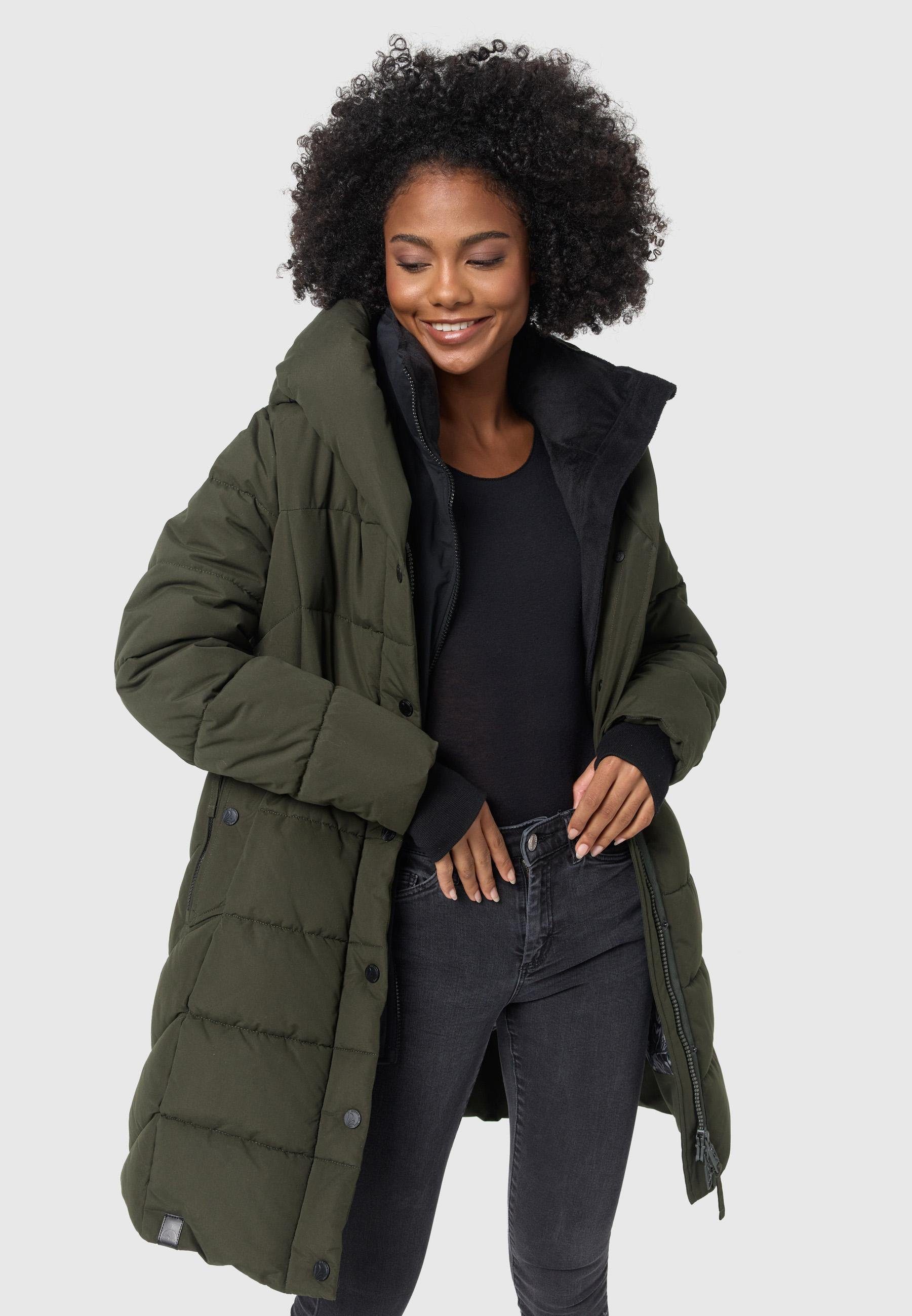 Navahoo Steppmantel Knutschilein Stylischer Damenmantel mit abnehmbarem Fleece-Kragen
