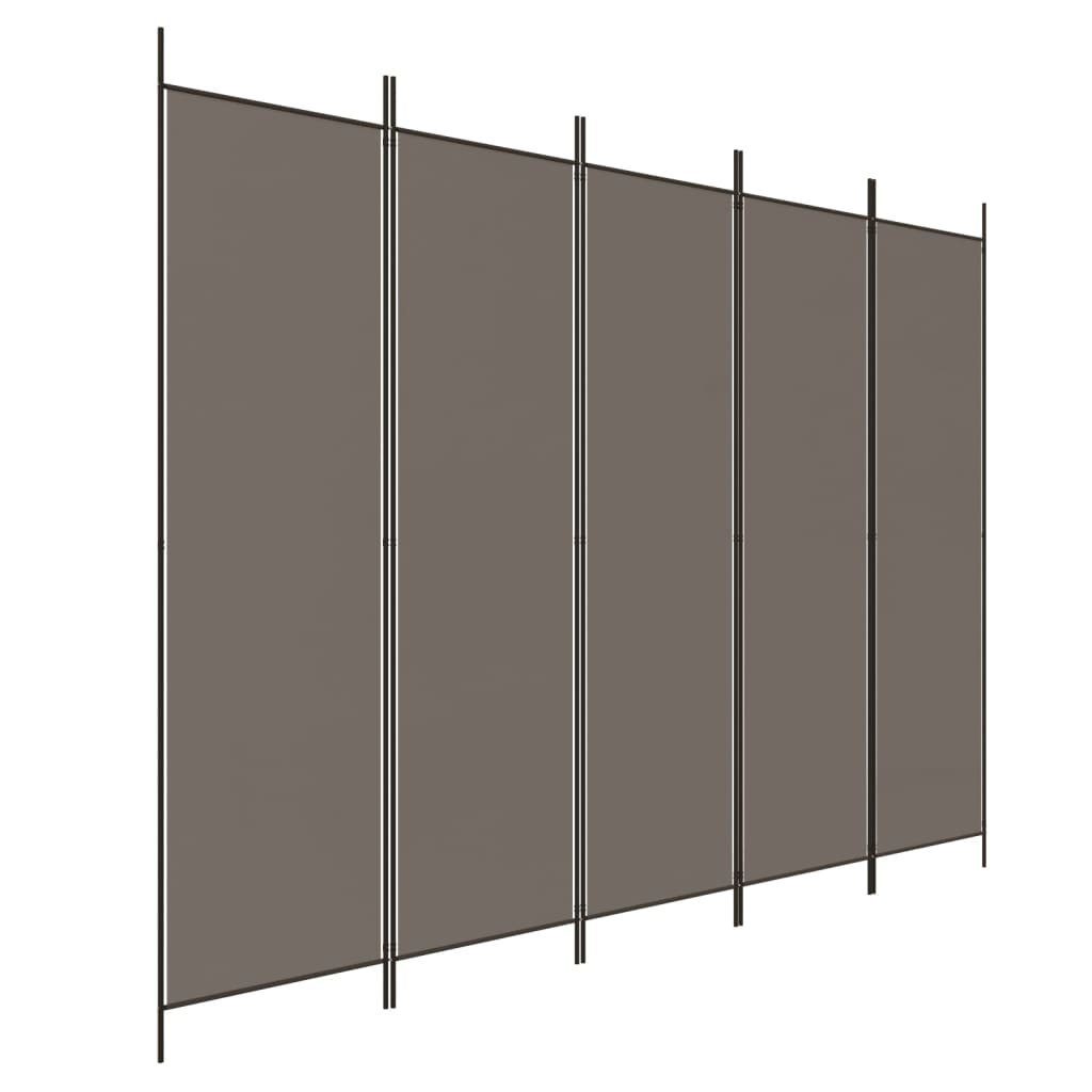 furnicato Raumteiler 5-tlg. Paravent cm Anthrazit Stoff 250x220