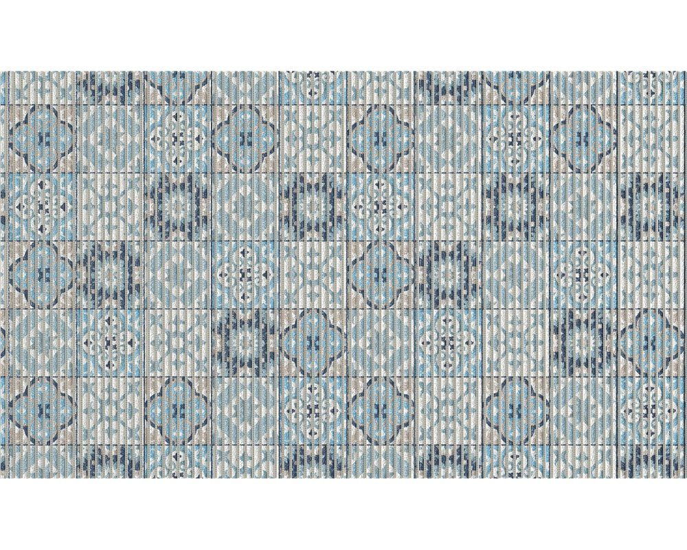 Badematte Bodenbelag NOVA SKY Kachel Muster Polyester blau weiß 1 Stk matches21 HOME & HOBBY, Höhe 5.5 mm, Kunststoff