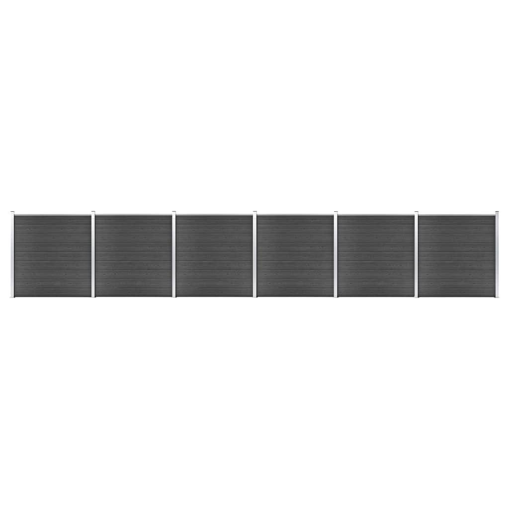 Gartentor Zaunelement Set WPC 1045x186 cm Schwarz