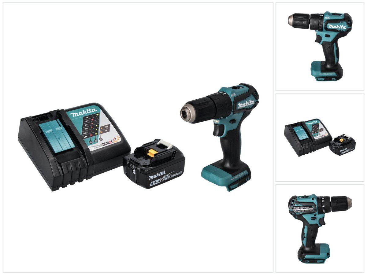 Makita Schlagbohrmaschine DHP 483 RG1 Akku Schlagbohrschrauber 18 V 40 Nm Brushless + 1x Akku 6 | Schlagbohrmaschinen