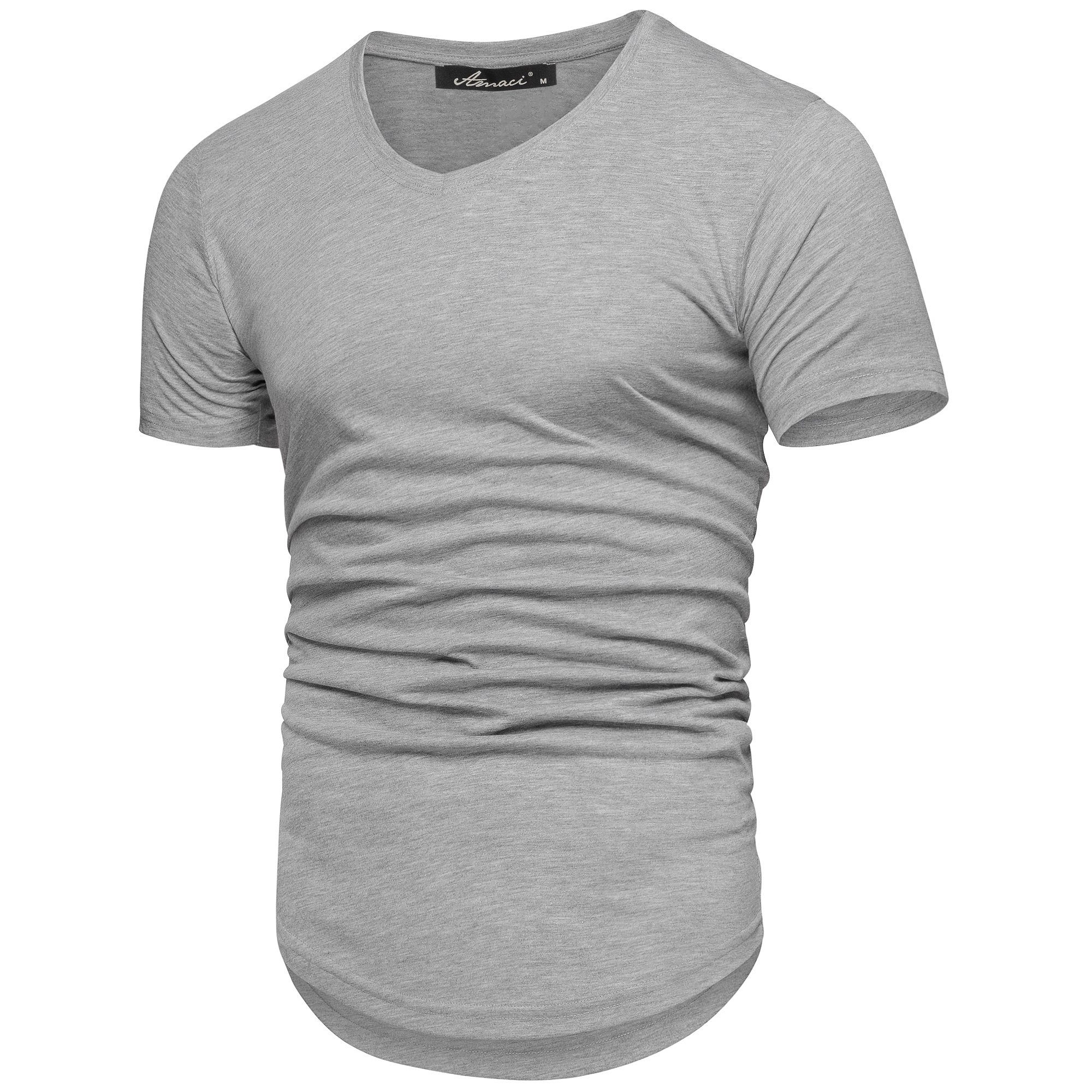 V-Ausschnitt Basic BELLEVUE Melange V-Ausschnitt V-Neck T-Shirt T-Shirt Amaci&Sons Oversize Vintage Shirt mit Grau Herren Basic Oversize