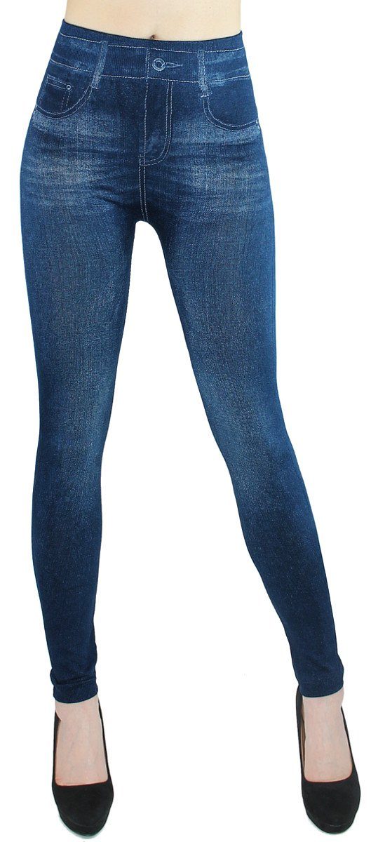 dy_mode Jeggings Damen Leggings in Jeans Optik Jeggings Jeansleggings High Waist High Waist, mit elastischem Bund