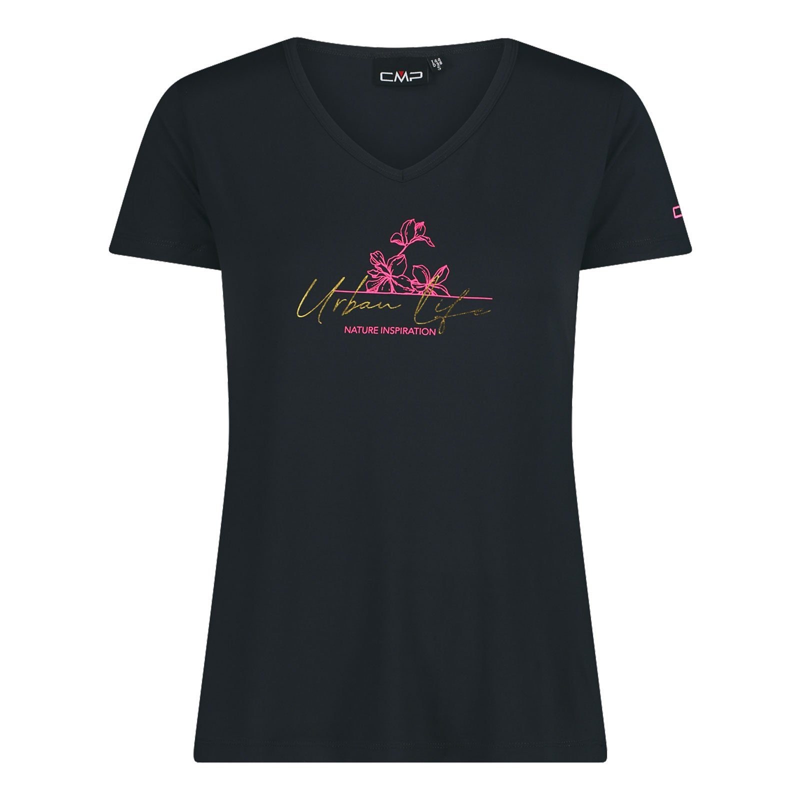 CMP Kurzarmshirt T-Shirt mit Aufdruck 02UN antracite / pink fluo