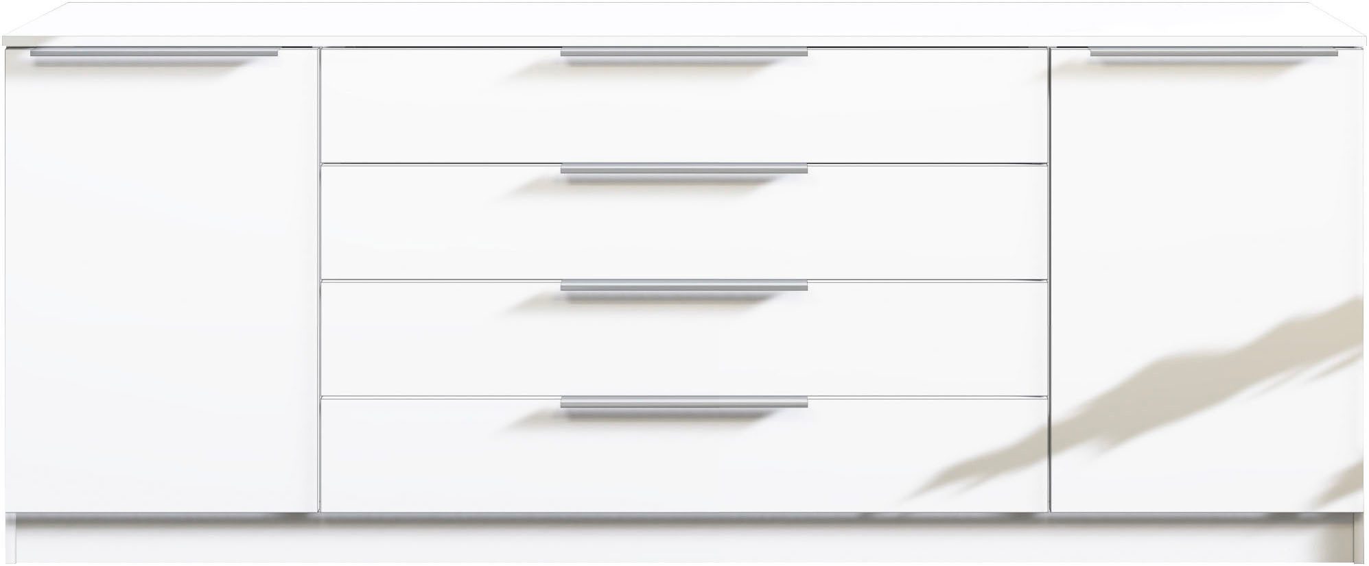borchardt Möbel Kommode Oliva, Kommode mit Metallgriffen, Modernes Sideboard mit 2 Türen und 4 Schubkästen, Breite 200 cm