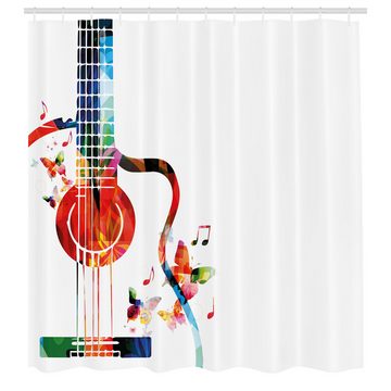 Abakuhaus Duschvorhang Moderner Digitaldruck mit 12 Haken auf Stoff Wasser Resistent Breite 175 cm, Höhe 180 cm, Gitarre Polygonal Design Musik