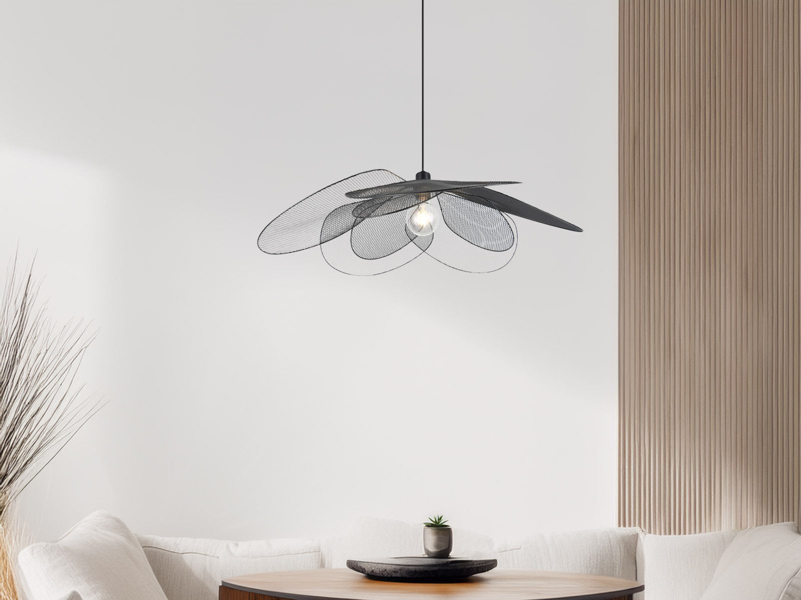 Reality Leuchten LED Pendelleuchte, Dimmfunktion, LED wechselbar, über Lichtschalter in 3 Stufen dimmbar, warmweiß, Groß-e ausgefallene Blumenlampe hängend für über-n Esstisch, Ø 87cm