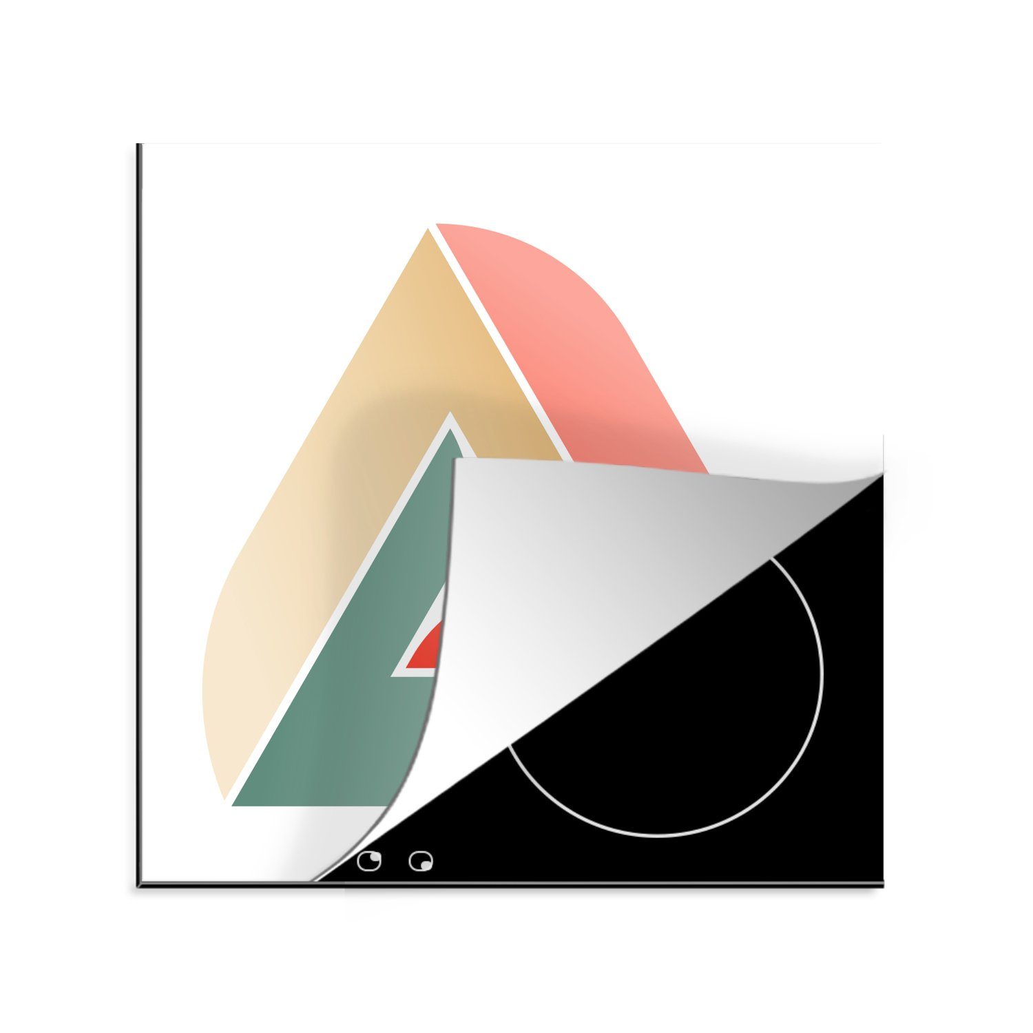 MuchoWow Herdblende-/Abdeckplatte Illustration eines Penrose-Dreiecks mit abgerundeten Formen, Vinyl, (1 tlg), 78x78 cm, Ceranfeldabdeckung, Arbeitsplatte für küche