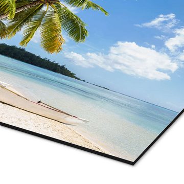 Posterlounge Alu-Dibond-Druck Jan Christopher Becke, Strand mit Palmen und türkisblauem Meer auf Tahiti, Wohnzimmer Maritim Fotografie