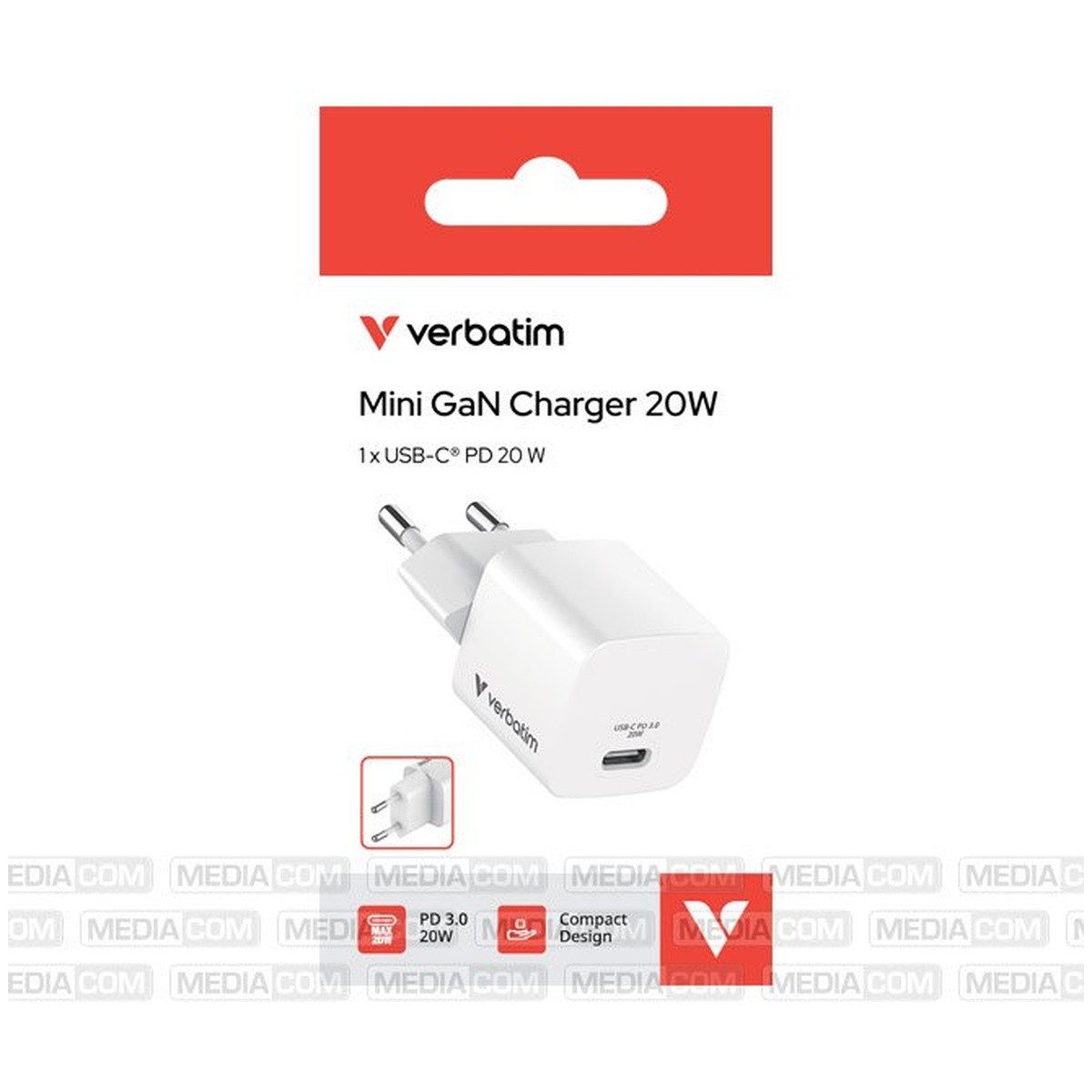Verbatim Verbatim GaN Ladeadapter 952W USB-C Weiss Smartphone-Ladegerät
