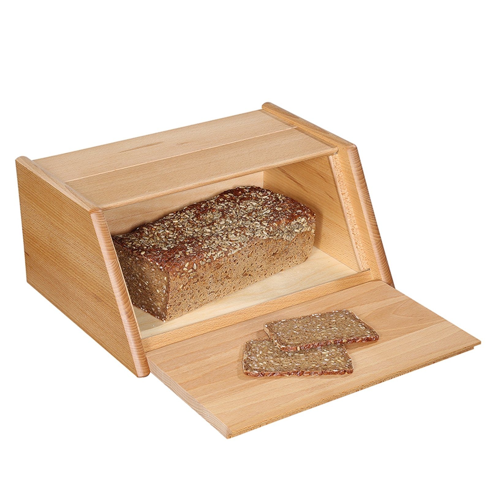 Brotbox ZASSENHAUS (Stück, Brottopf Brotkasten Holz, Brotkasten 1-tlg), Holz, eckig Buche Montana,