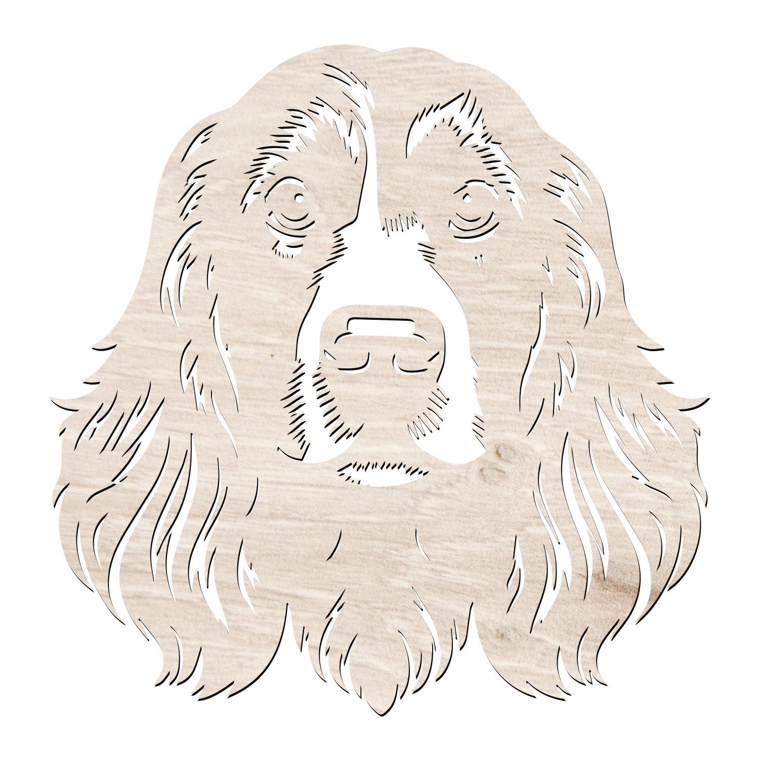 Namofactur LED Dekolicht Cocker Spaniel Kopf Wanddeko DIY + LED Lampe, Holz Deko Beleuchtung, Warmweiß - 2x Batterie CR2032, LED fest integriert, warmweiß, RGB Farbwechsel, Lichterkette RGB Farbwechsel LED Strip + Fernbedienung