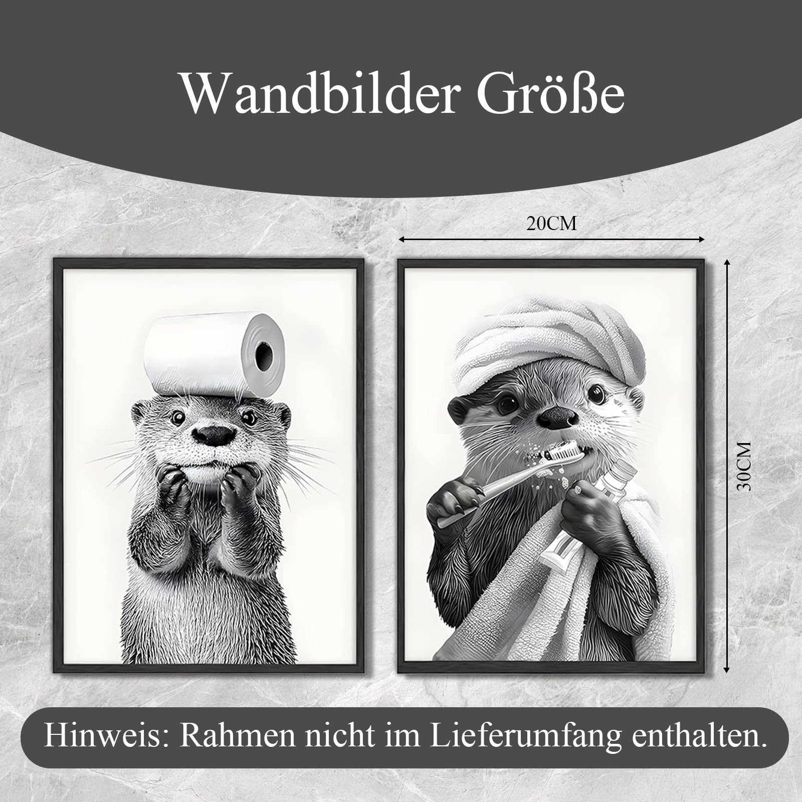 FOUORTUNATE-BEE Poster Otter Poster 2er Set 20x30 cm, Badezimmer Deko, lustige Wandbilder, Lustige Otter Bilder fürs Bad, WC, Kinderzimmer und Tierbereich – Bild 4 von 5
