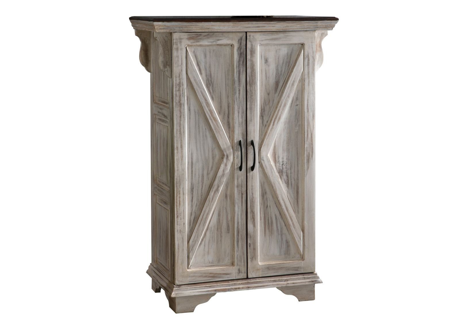 Massivmoebel24 Dreh-/Schwebetürenschrank #267 (Schrank Mango / Akazie 90x45x135 weiß gewachst CASTLE-ANTIK #267)