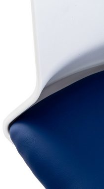 TPFLiving Bürostuhl Apollo mit bequemer Rückenlehne - höhenverstellbar und 360° drehbar (Schreibtischstuhl, Drehstuhl, Chefsessel, Bürostuhl XXL), Gestell: Kunststoff weiß - Sitzfläche: Kunstleder blau