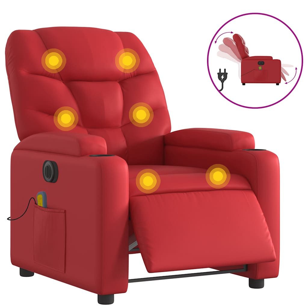 vidaXL Sessel Massagesessel Elektrisch Rot Kunstleder günstig online kaufen